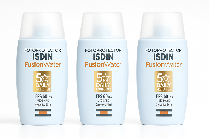 KIT 3 Protetor Solar Facial Isdin Fusion Water 5 Stars FPS 60 30 ml 30 ml
